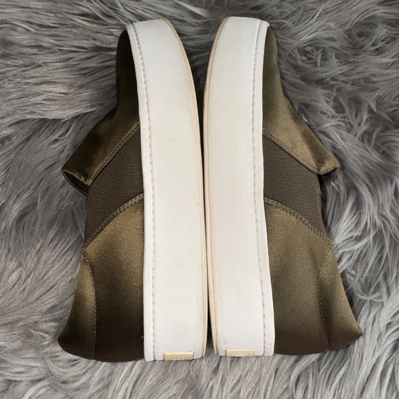 Vince Warren Italian Satin Platform Slip On Sneakers Antique Olive Size 7 - Picture 5 of 10